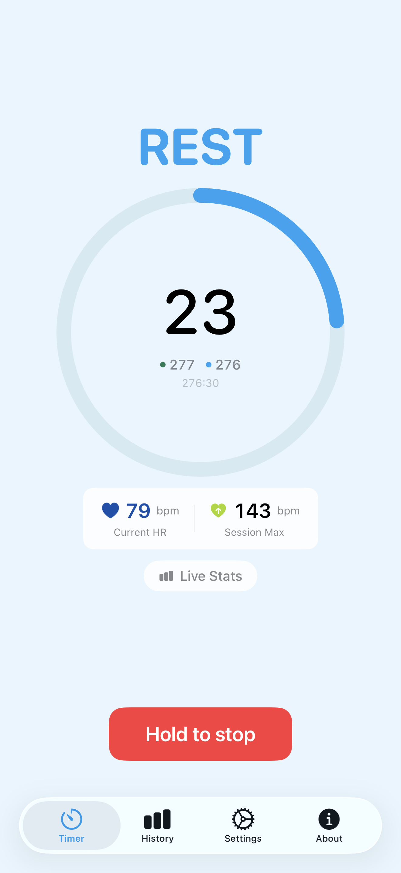 Timer showing REST phase